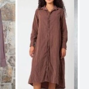CP Shades Brown Long Sleeve fine corduroy Button-Front Shirt Dress size Large